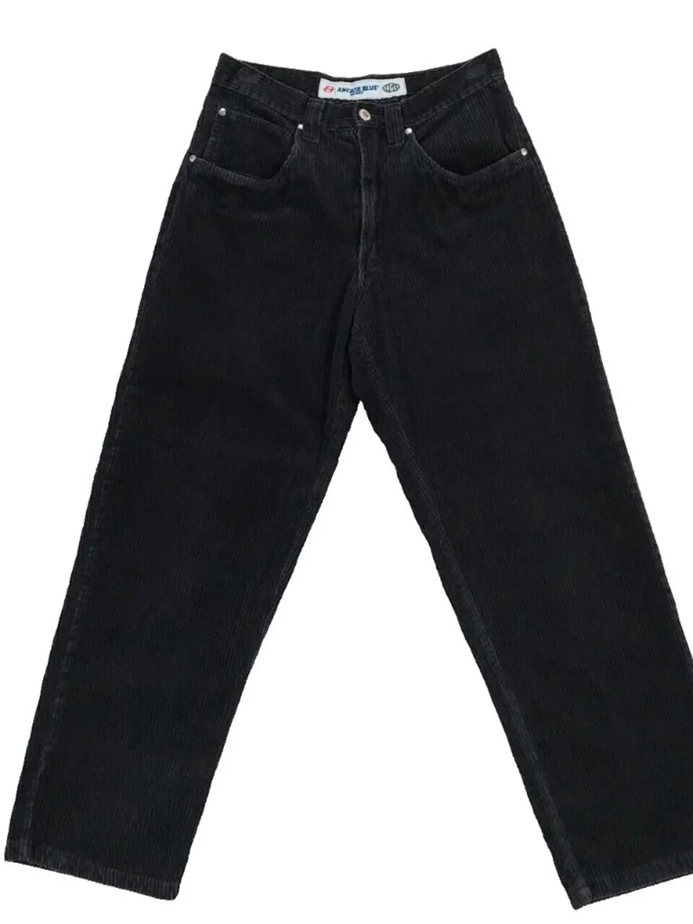Vintage Anchor Blue Baggy Black Corduroy Y2k Skater Pants Faded Grunge. Sz 30x30